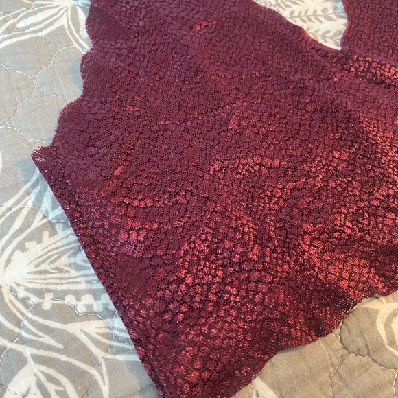 SOPHIE B SHIMMERY LACE BRALETTE UNPADDED NO WIRE WINE STRETCHY LACE BRA SIZE XL - Picture 14 of 14